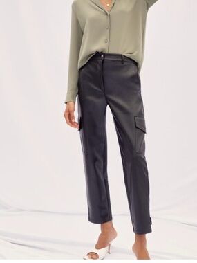 Wilfred Black Faux Leather Cargo Pants